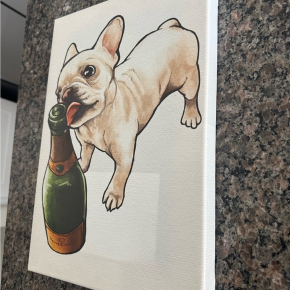 Oliver Gal French Bulldog with Champagne Canvas Art